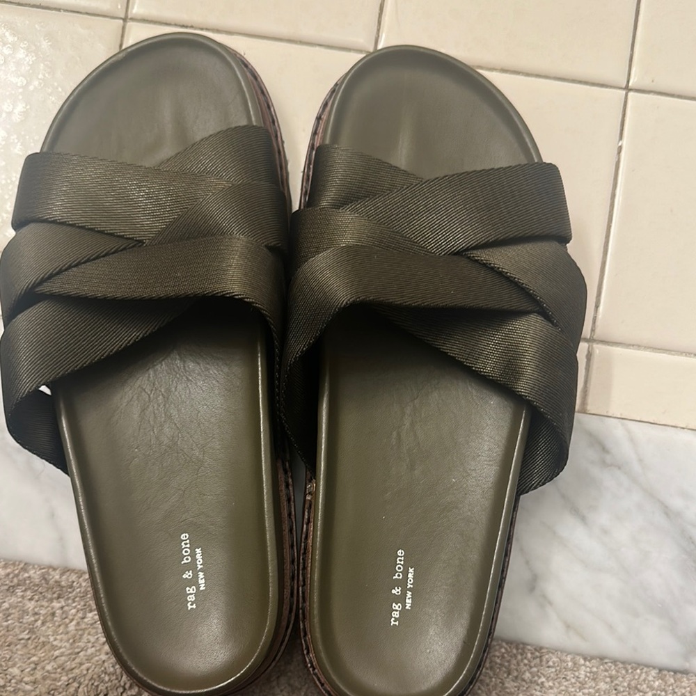 Rag & Bone Green Slide Sandals Minimalist Design-never worn/new without tags